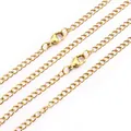 Close-up of golden stainless steel cable chain necklace with secure lobster clasps - 50cm / Gold