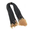 Cordón de collar negro de 1,5 mm con cierre de langosta dorado y cadena de extensión - Longitud Ajustable / Negro y Dorado