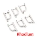 Lot de 6 crochets d'oreilles en cuivre rhodié avec levier et anneau ouvert pour création bijoux - K Blanc/Argent