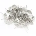 Bulk pack of flat pad earring posts for DIY jewelry making in polished stainless steel - 4mm / White K/Silver