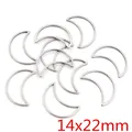 Detailed view of silver moon shaped stainless steel jewelry charms 14x22mm for DIY - Moon Shape - Silver (14x22mm) / Pack of 20
