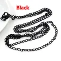 Macro detail of 70cm black metal O-chain necklace featuring a matching lobster clasp - Black