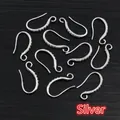 Polished silver DIY ear hooks with micro-inlaid cubic zirconia on black wood base - Silver