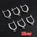 Silver finish U-shaped copper earring hooks with closed loop for DIY jewelry making - Silver