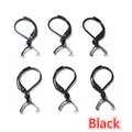 Macro shot of 6 black lever back ear wires with pinch bails for jewelry making - Black