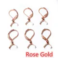 Macro view of six rose gold lever-back ear hooks with pinch bails for DIY jewelry making - Rose Gold