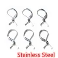 Set of 6 stainless steel leverback earring hooks with pinch bails for DIY jewelry making - Steel