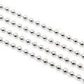 Macro shot of silver bead chain links with polished metal texture for DIY jewelry - White K/Silver