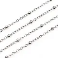 Silver stainless steel beaded cable chain for DIY jewelry making and craft supplies - 2.5x2mm / Steel