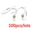 Lot de 100 crochets d'oreilles en acier inoxydable de 19 mm pour bijoux DIY - Style Crochet Spirale Argent (W5-49)