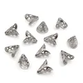 Vue détaillée des calottes de perles filigranes en acier inoxydable argenté pour bijoux - Style Filigrane Creux Long Effilé (S6-39)