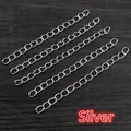 Five pieces of polished silver extender chains for jewelry on dark wood background - Short Style / Silver