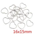 Ciondoli a cuore in acciaio inossidabile argento per gioielli DIY, 16x15mm - Forma di Cuore - Argento (16x15mm) / Confezione da 20