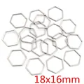 Ciondoli esagonali in acciaio inossidabile lucido per gioielli misura 18x16 mm - Forma di Esagono - Argento (18x16mm) / Confezione da 20