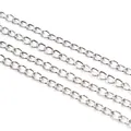 Bright silver stainless steel O-chain links for DIY necklace and jewelry making - 4x3mm / White K/Silver