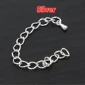 Silver stainless steel extension chain with heart links and drop pendant for DIY jewelry - 5cm / Silver