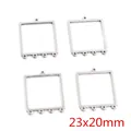 Conectores cuadrados de acero inoxidable 23x20mm plateados con múltiples enganches DIY - Conector de Marco Cuadrado (AE5-04) / Cuadrado de Múltiples Agujeros (AE5-04)
