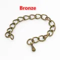 Bronze 5cm extendable metal jewelry chain with oval links and water drop pendant - 5cm / Bronze