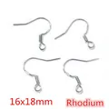 S925 silver fish hook earrings 16x18mm rhodium plated DIY jewelry findings pack - 16x18mm (50 Pieces/Pack) / White K/Silver