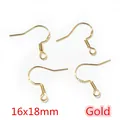 DIY S925 stamped copper fish hook earrings in gold finish 16x18mm 4pcs set - 16x18mm (50 Pieces/Pack) / Gold