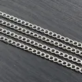Polished silver curb chain for DIY jewelry making with dense intertwined metal links - 4x3mm / Silver