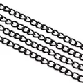 Flat black metal link chain strips in matte finish for DIY jewelry and crafts making - 4x3mm / Black