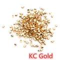 Macro view of tiny KC gold plated crimp bead tubes for DIY jewelry making and bead fixing - Small Specification / KC Gold