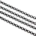 Detail of glossy black O-link rolo chain for DIY jewelry making and craft supplies - Size 2.0 / Black