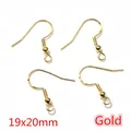 50pcs gold plated DIY earring hooks with S925 stamp and spiral bead detail, 19x20mm - 19x20mm (50 Pieces/Pack) / Gold