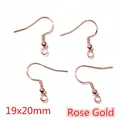 Rose gold fish hook earrings 19x20mm with S925 engraving and spring ball decor - 19x20mm (50 Pieces/Pack) / Rose Gold