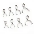Polished stainless steel pinch bails in four different sizes for DIY jewelry making - Size 2.5x14 / Steel