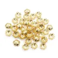 50er-Pack goldene Perlenkappen aus Edelstahl in Blumenform für DIY-Schmuckherstellung - 8mm / Gold