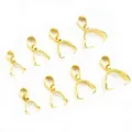 Eight pieces of golden stainless steel pinch bails for DIY jewelry making and pendants - Size 2.5x14 / Gold