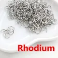 Confezione di anellini aperti in ferro rodiato per creazione di gioielli fai da te - 0.7x6mm (200 Pezzi/Confezione) / Bianco K/Argento