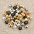 Mixed color hollow metal beads 4-10mm for DIY jewelry making in gold silver rose gold and bronze - 6mm (100 Pieces/Pack/20g) / Random Mixed