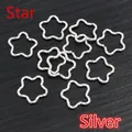 Bulk set of silver plated star shaped twisted open jump rings for DIY jewelry crafting - Pentagram / 50 Pieces / Silver