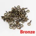 Detailed view of bronze screw eye pins for DIY jewelry making and pendant crafting - 8x4mm (200 Pieces / 20g) / Antique Bronze