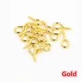 Detailed close-up of golden screw eye pins for DIY jewelry making and pearl pendants - 8x4mm (200 Pieces / 20g) / Gold