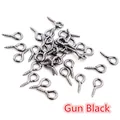 Detailed view of bulk gun black eye pin screws for DIY pearl jewelry making - Gunmetal