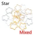Mixed gold and silver star shaped textured metal jump rings for DIY jewelry making - Pentagram / 50 Pieces / Mixed