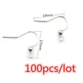 Crochets d'oreilles en acier argenté pour bijoux DIY, 19x17mm, lot de 100 pièces - Style Crochet Basique Argent (W3-39)