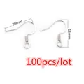 Crochets de boucles d'oreilles argentés 20x16mm pour création bijoux lot de 100 - Style Crochet Moyen Argent (W4-50)