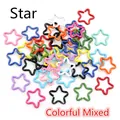 Colorful mixed star-shaped open rings in various vibrant colors for DIY jewelry crafts - Pentagram / 50 Pieces / Multicolor
