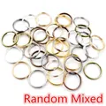 Anellini aperti metallici misti in oro e argento per creazione di gioielli fai da te - 0.7x5mm (200 Pezzi/Confezione) / Misto Casuale