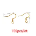 Crochets d'oreilles dorés en acier inoxydable 20mm x 16mm pour bijoux DIY 100pcs - Style Crochet Moyen Or (S3-33)