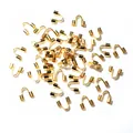 Detailed view of bulk golden stainless steel U-shaped wire protectors for jewelry making - 50 Pieces / 0.7mm / Gold