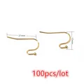 100 crochets d'oreilles en acier inoxydable doré avec perle pour bijoux 21x13mm - Style Crochet Français Or (S3-32)