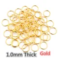 1.0mm thick gold plated jump rings for jewelry making and DIY handicraft accessories - 200 Pieces/Pack (1.0x6mm) / Gold