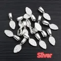 Silver pinch bails for jewelry DIY projects featuring textured water drop base design - 15x5mm (40 Pieces/Pack) / Silver