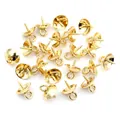 30pcs 4x10mm gold stainless steel eye pin bails for half drilled pearl jewelry making - 4mm / Gold